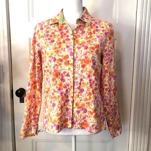 Marisa Christina Orange Pink Floral Stretch Blazer Jacket Vintage